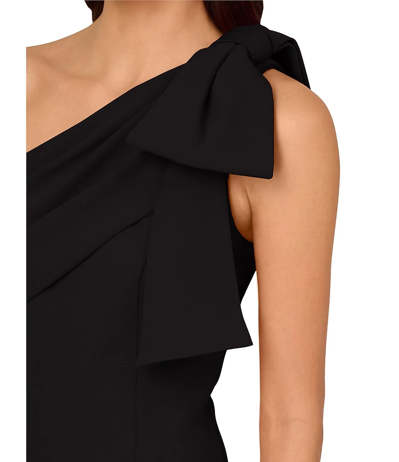 Adrianna Papell Stretch Crepe Bow One Shoulder Mermaid Gown