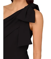 Adrianna Papell Stretch Crepe Bow One Shoulder Mermaid Gown