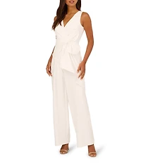 Adrianna Papell Surplice Bow Crepe Jumpsuit