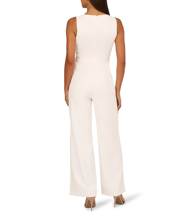 Adrianna Papell Surplice Bow Crepe Jumpsuit