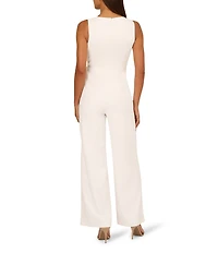 Adrianna Papell Surplice Bow Crepe Jumpsuit
