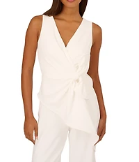 Adrianna Papell Surplice Bow Crepe Jumpsuit