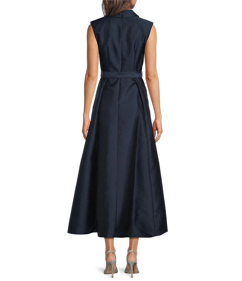 Adrianna Papell Surplice Neck Sleeveless Mikado Midi Dress