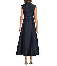 Adrianna Papell Surplice Neck Sleeveless Mikado Midi Dress