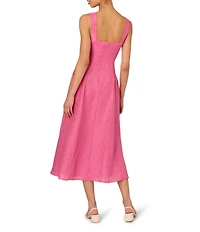 Adrianna Papell Textured Jacquard Square Neck Sleeveless A-Line Midi Dress