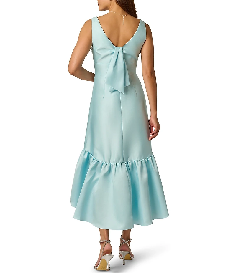 Adrianna Papell Tie Back Mikado Midi Dress