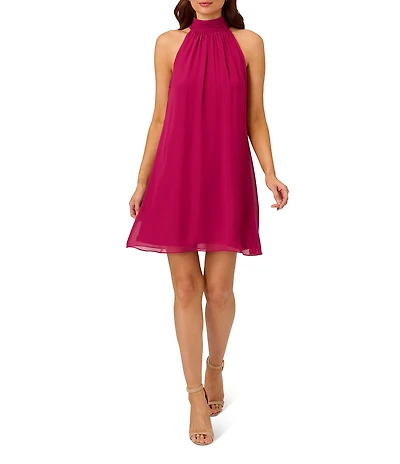 Adrianna Papell Tie Halter Mock Neck Sleeveless Dress