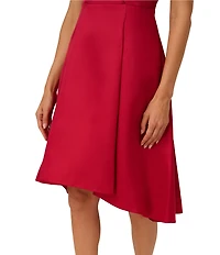 Adrianna Papell Tuxedo Collar V Neckline Cap Sleeve Hi Lo Fit and Flare Dress
