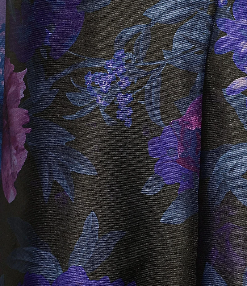 Adrianna Papell Tuxedo Floral Print Long Sleeve Mikado Gown