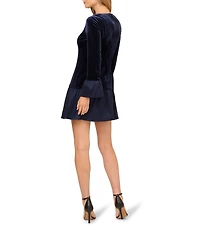 Adrianna Papell Velvet Long Sleeve Taffeta Skirt Combo Flounce Dress