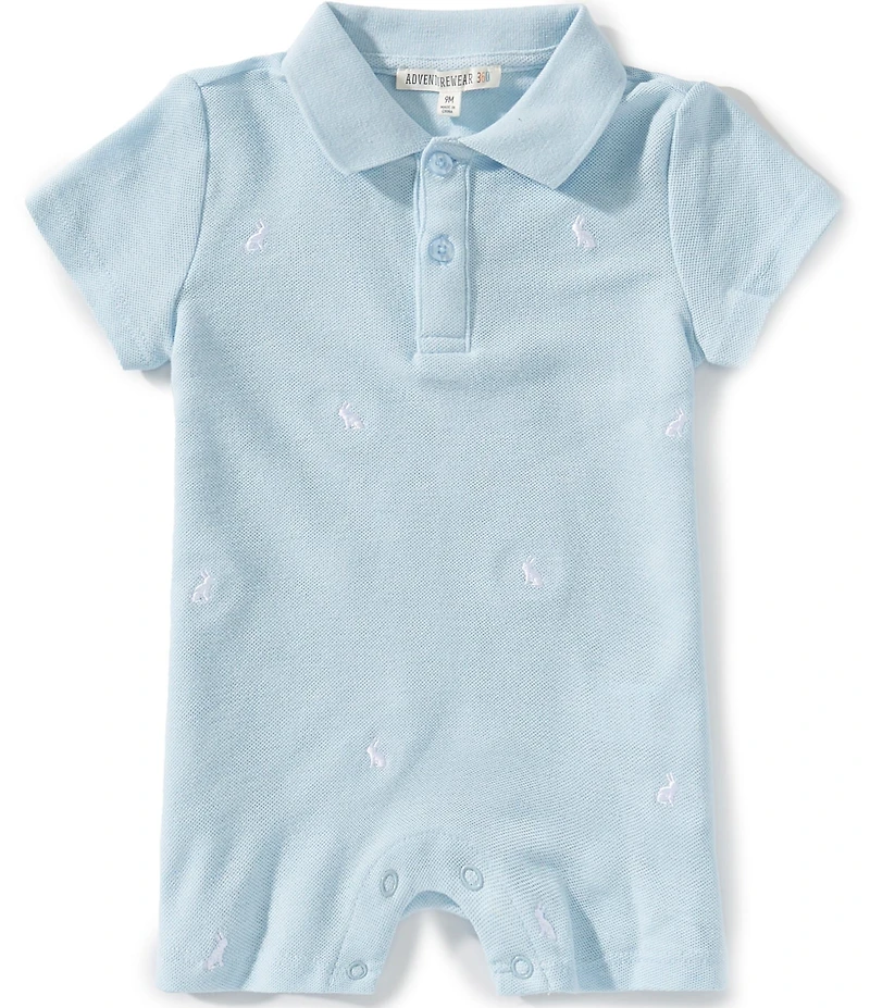 Adventurewear 360 Baby Boys Bunny Print Short Sleeve Polo Shortall