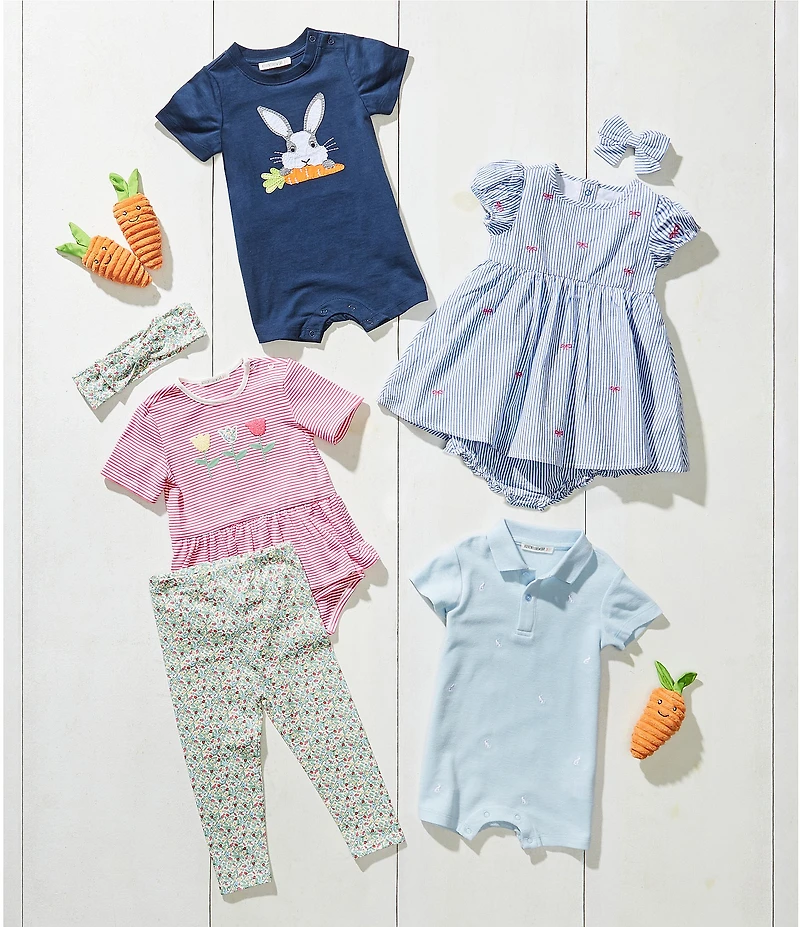 Adventurewear 360 Baby Boys Bunny Print Short Sleeve Polo Shortall