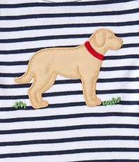 Adventurewear 360 Baby Boys Stripe Dog Applique Short Sleeve Shortall