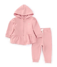 Adventurewear 360 Baby Girls Long Sleeve Schiffli Hooded Jogger Set