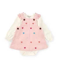 Adventurewear 360 Baby Girls Hearts Embroidered Corduroy Dress Set
