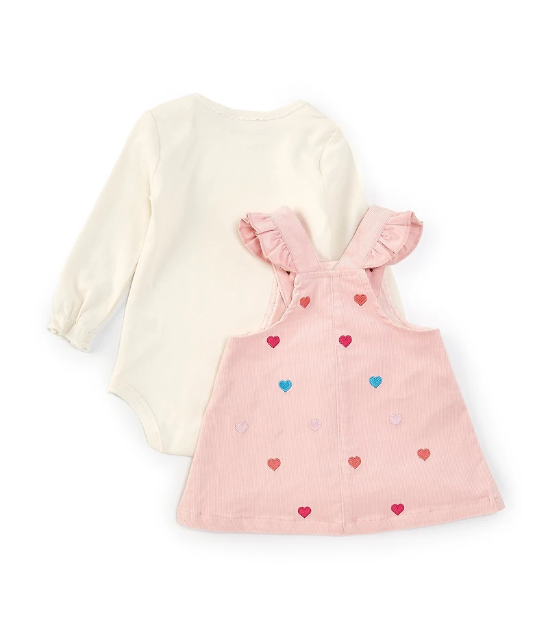 Adventurewear 360 Baby Girls Hearts Embroidered Corduroy Dress Set