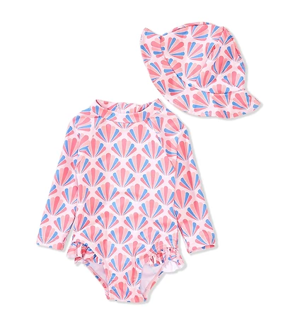 Adventurewear 360 Baby Girls Seashell Pink One Piece Swimsuit