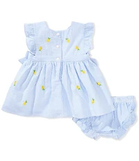 Adventurewear 360 Baby Girls Seersucker Lemon Bow Dress