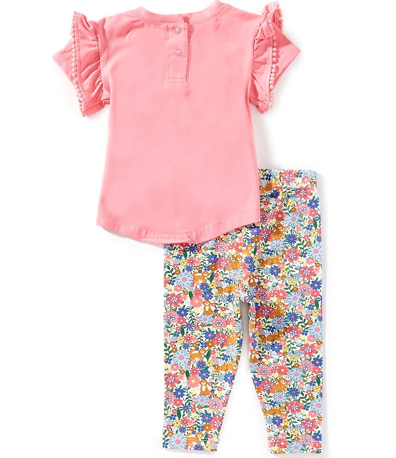 Adventurewear 360 Baby Girls Short Sleeve Top & Floral Dog Leggings Set