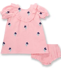 Adventurewear 360 Baby Girls Floral Embroidered Short Sleeve Dress