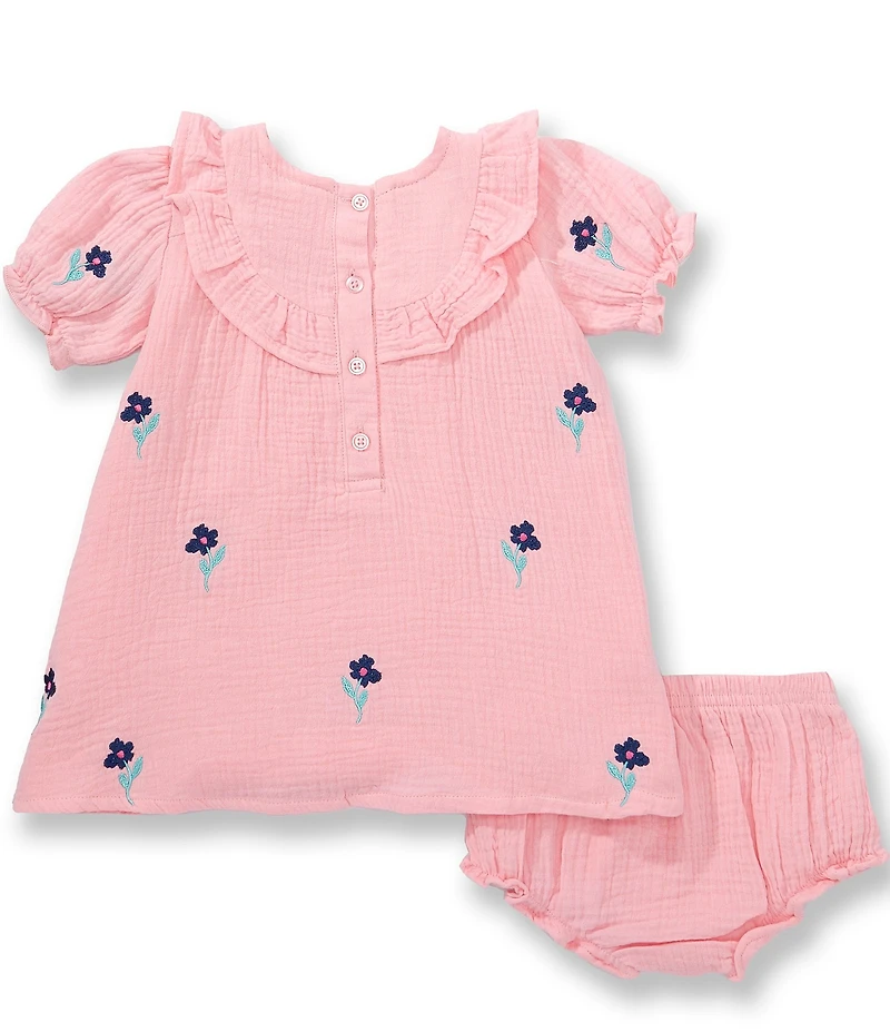 Adventurewear 360 Baby Girls Floral Embroidered Short Sleeve Dress