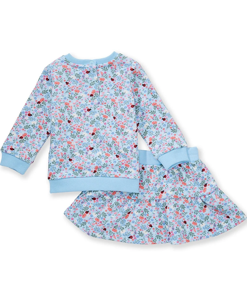 Adventurewear 360 Baby Girls Floral Ladybug Long Sleeve Top & Matching Skirt Set