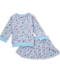 Adventurewear 360 Baby Girls Floral Ladybug Long Sleeve Top & Matching Skirt Set
