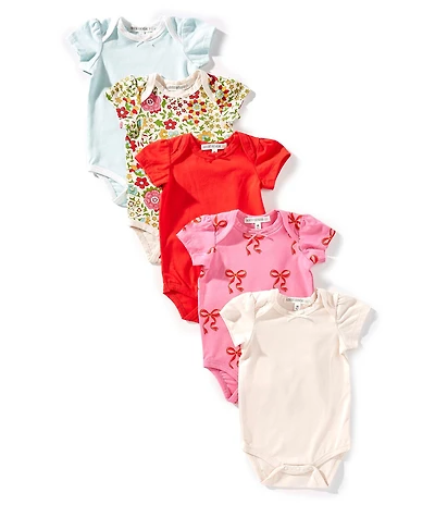 Adventurewear 360 Baby Girls Knit Floral 5-Pack Bodysuits Set