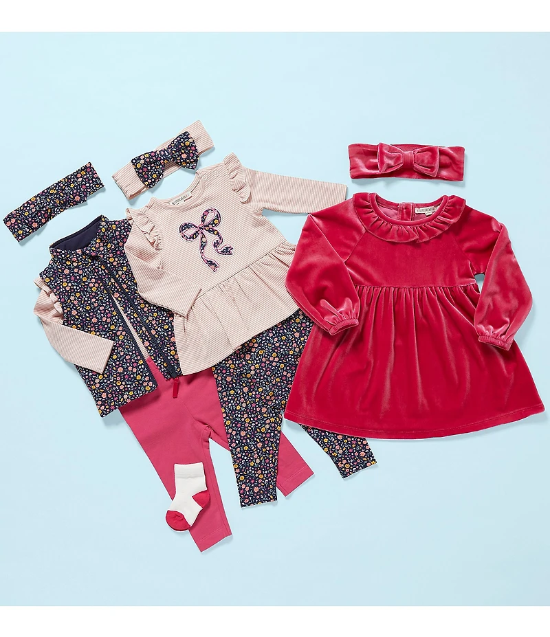 Adventurewear 360 Baby Girls Knit Floral Bow Bodysuit Set