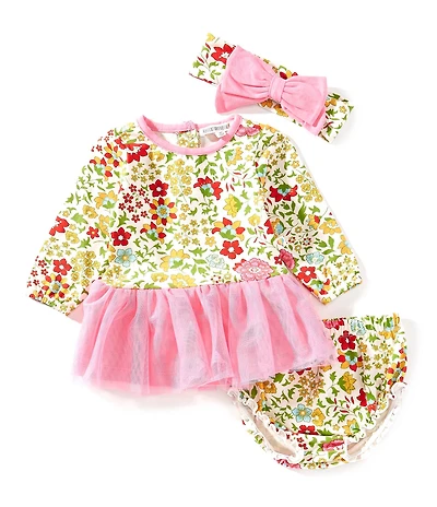 Adventurewear 360 Baby Girls Knit Floral Long Sleeve Dress