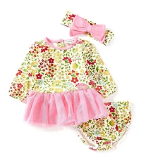 Adventurewear 360 Baby Girls Knit Floral Long Sleeve Dress