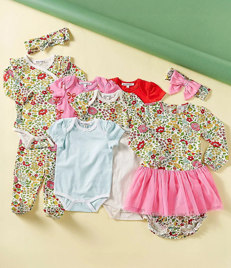 Adventurewear 360 Baby Girls Knit Floral Long Sleeve Top & Footed Pants Set