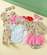 Adventurewear 360 Baby Girls Knit Floral Long Sleeve Top & Footed Pants Set