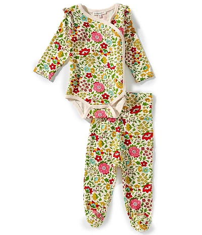 Adventurewear 360 Baby Girls Knit Floral Long Sleeve Top & Footed Pants Set