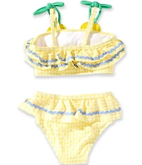 Adventurewear 360 Baby Girls Lemon Gingham Bandeau Top + Ruffle Bottom 2-Piece Swimsuit