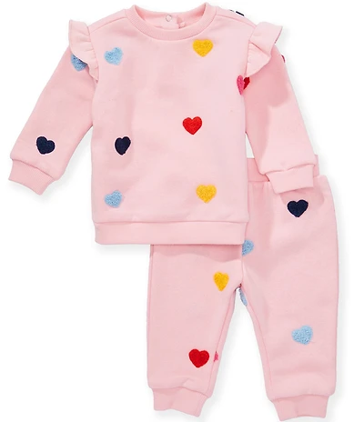 Adventurewear 360 Baby Girls Long Sleeve Multi Colored Heart Top & Matching Pants Set