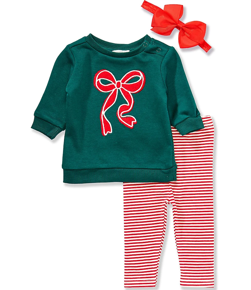 Adventurewear 360 Baby Girls Long Sleeve Bow Applique Long Sleeve Top & Leggings Set