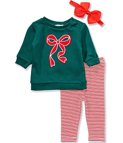 Adventurewear 360 Baby Girls Long Sleeve Bow Applique Long Sleeve Top & Leggings Set