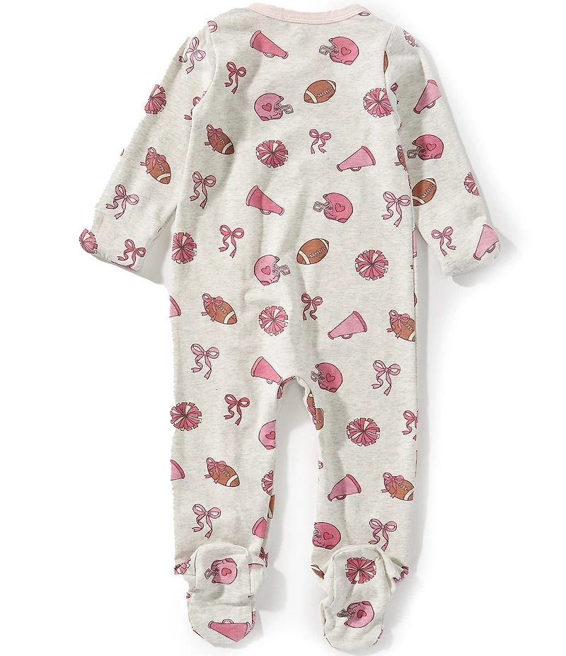 Adventurewear 360 Baby Girls Long Sleeve Football Bow Footed Coverall