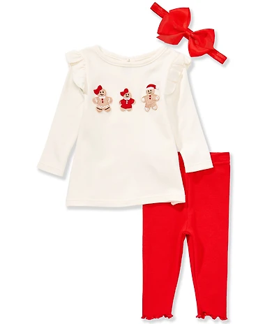 Adventurewear 360 Baby Girls Long Sleeve Gingerbread Ruffle Top & Pants Set