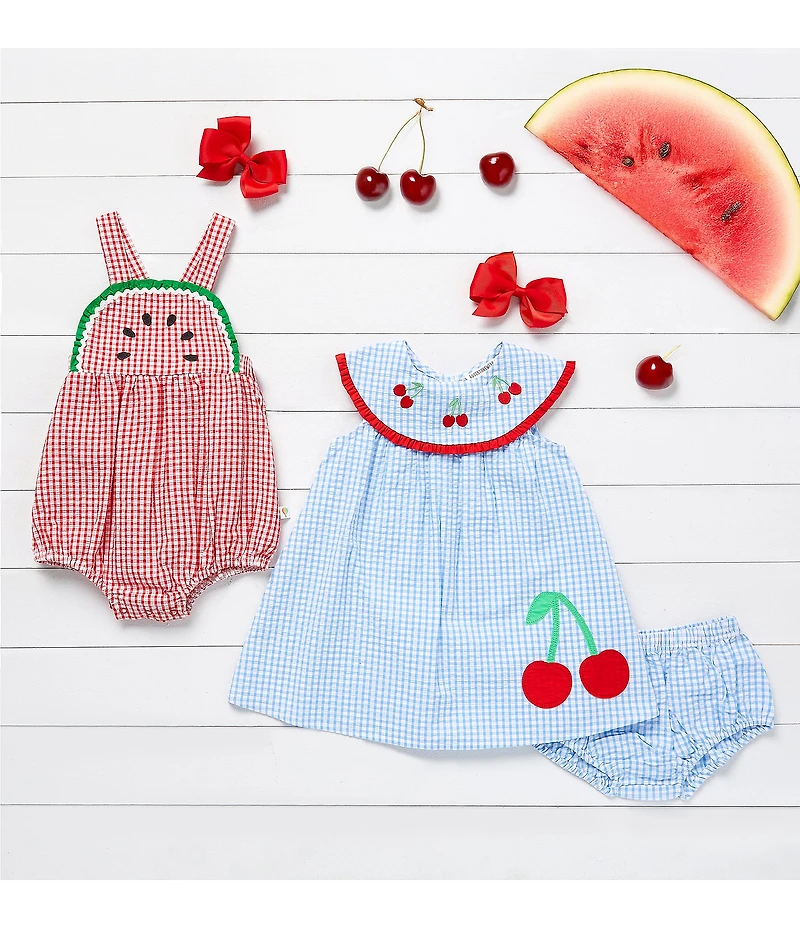 Adventurewear 360 Baby Girls Gingham Watermelon Bubble Romper