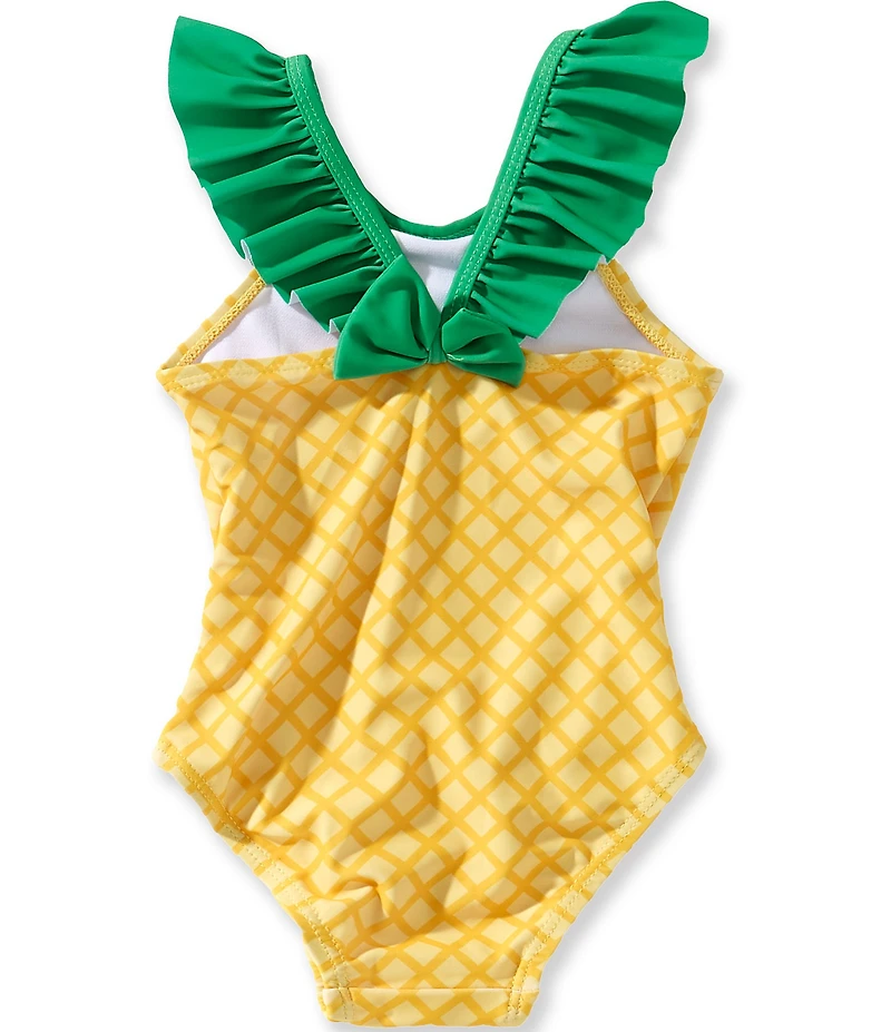 Adventurewear 360 Baby Girls Pineapple Print Ruffle One-Piece Swimsuit & Hat