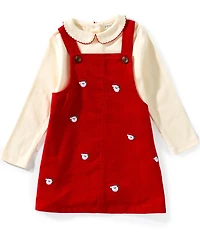 Adventurewear 360 Baby Girls Santa Long Sleeve Schiffli Dress Set