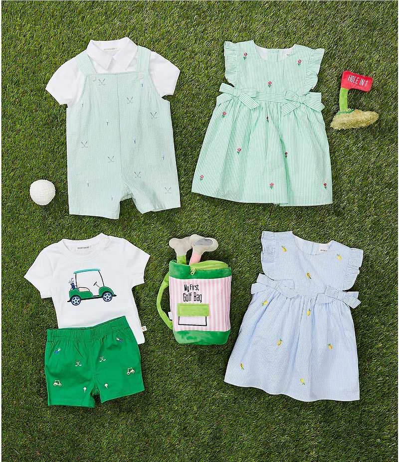 Adventurewear 360 Baby Girls Seersucker Embroidered Lemon Bows Dress