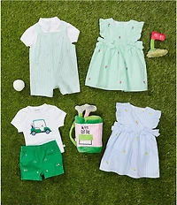 Adventurewear 360 Baby Girls Seersucker Embroidered Lemon Bows Dress