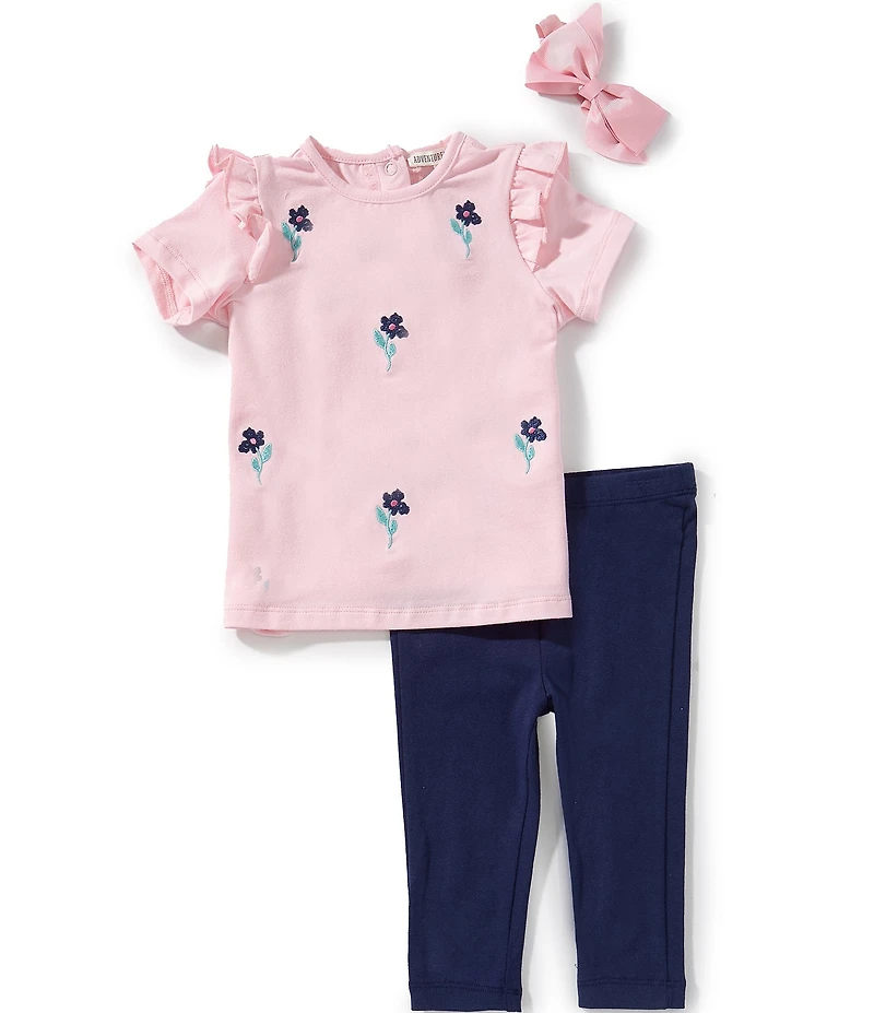 Adventurewear 360 Baby Girls Short Sleeve Multi Heart Top & Floral Pants Set