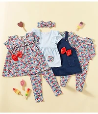 Adventurewear 360 Baby Girls Short Sleeve Ruffle Stripe Top & Floral Pants Set