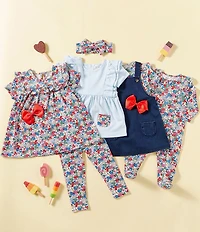 Adventurewear 360 Baby Girls Short Sleeve Ruffle Stripe Top & Floral Pants Set