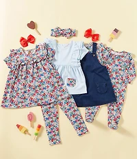 Adventurewear 360 Baby Girls Short Sleeve Ruffle Stripe Top & Floral Pants Set