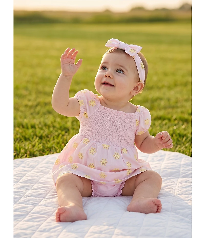 Adventurewear 360 Baby Girls Smocked Eyelet Dress